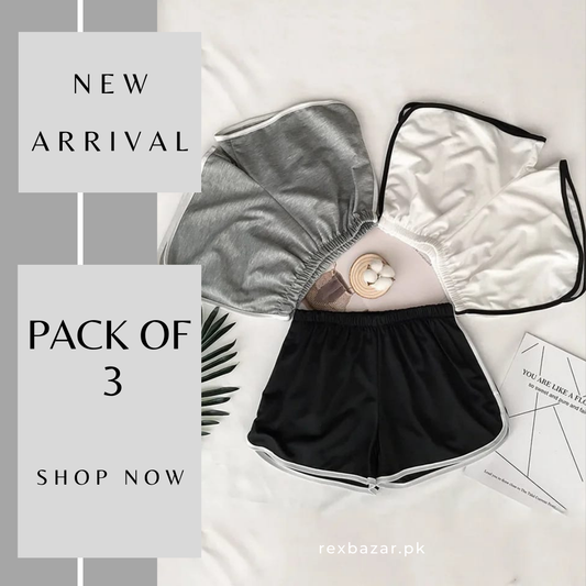 Pack of 3 Plain Shorts For Ladies (ZA-RX-196)