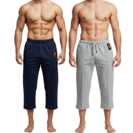 Pack of 2 Front Stitch 3-Quarter Short( Navy Blue,Grey )