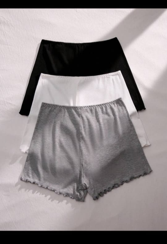 Pack Of 3 Plain Frills style Shorts For Ladies (ZA-279)