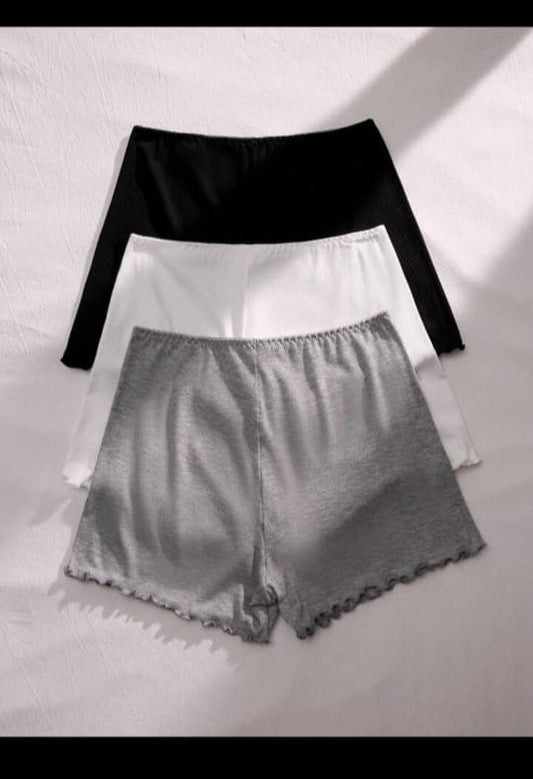 Pack Of 3 Plain Frills style Shorts For Ladies (ZA-279)