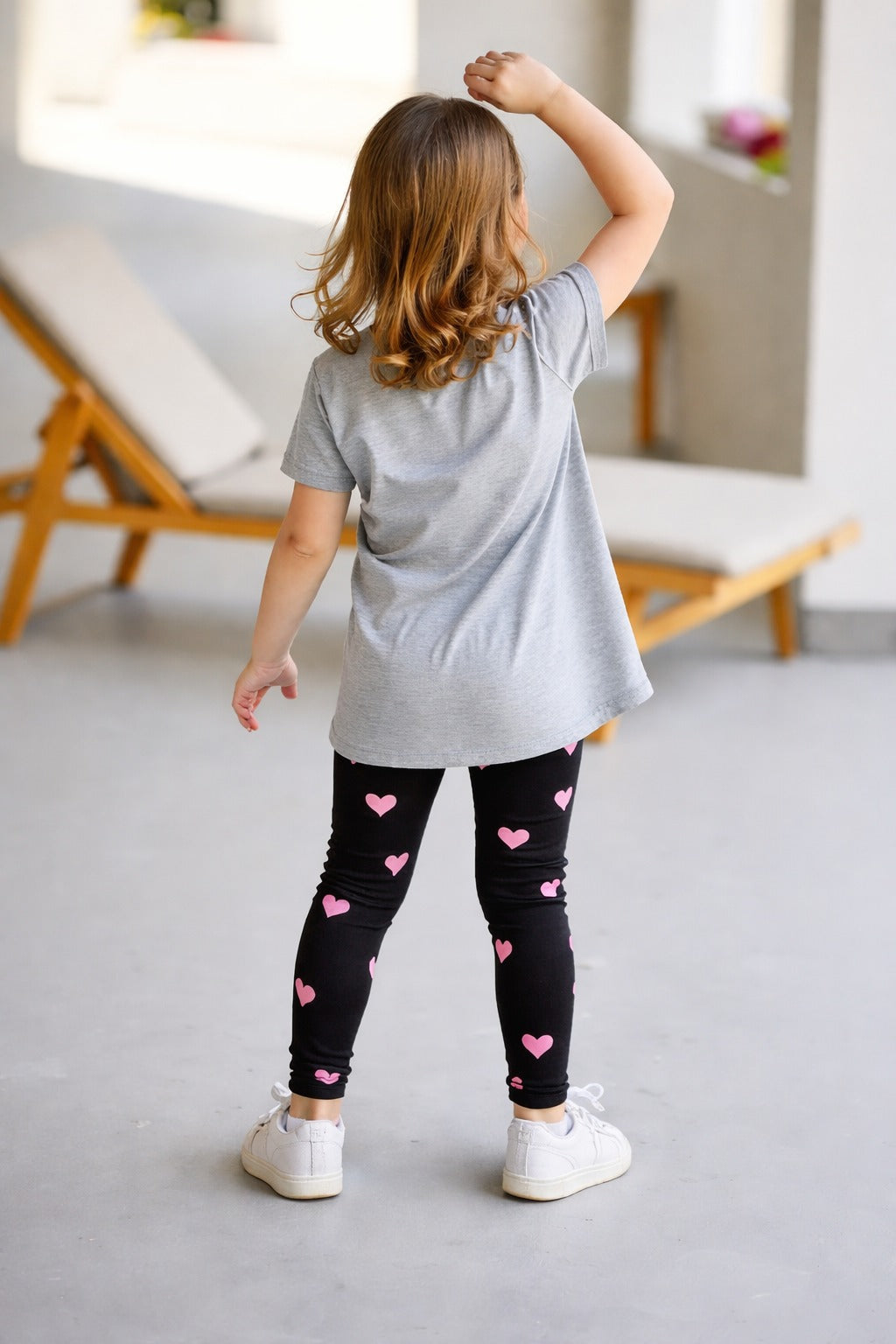 Grey Cute Cat printed T.shirt with black hearts printed pajama kids night suit