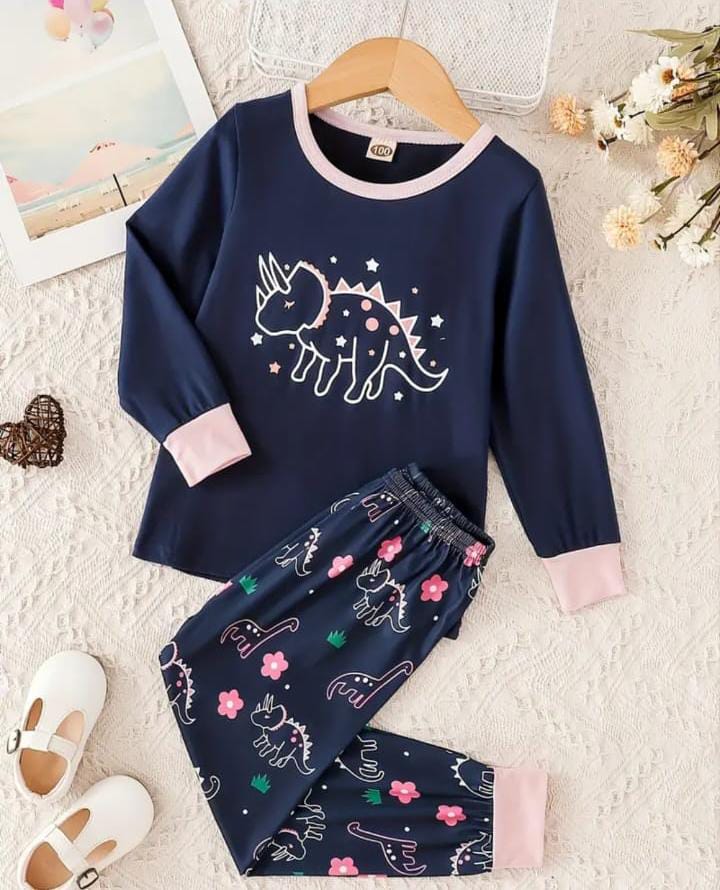 Navy Blue Hippo Printed Kids Suit (ZA-250)