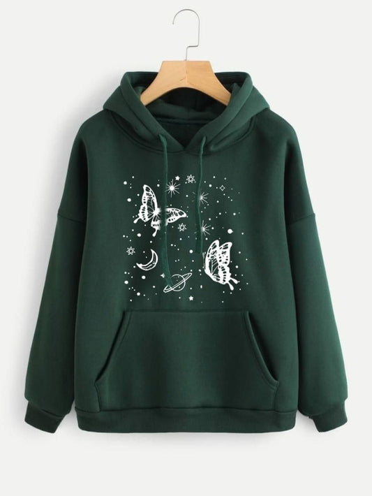 GREEN SPARKLE BUTTERFLY HOODIE