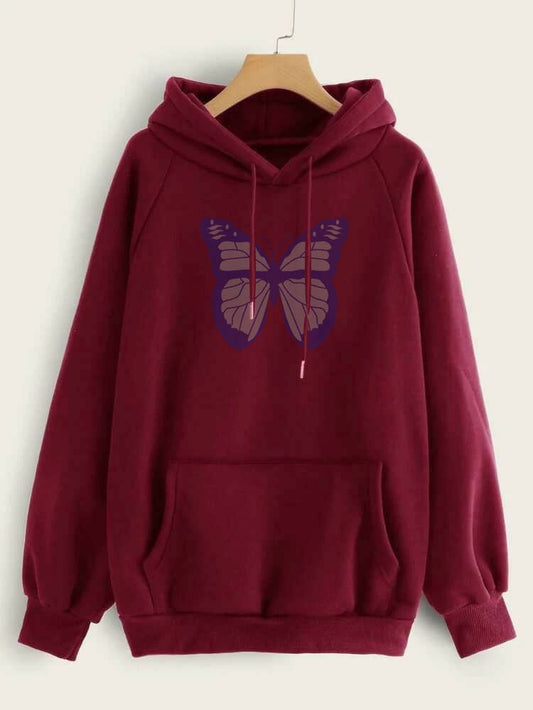 MAROON FRONT BUTTERFLY HOODIE