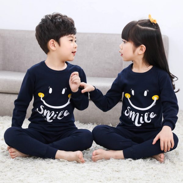 Baby or Baba Navy Blue Smile Print Night Suit for Kids (1 Pcs) (ZA-112)