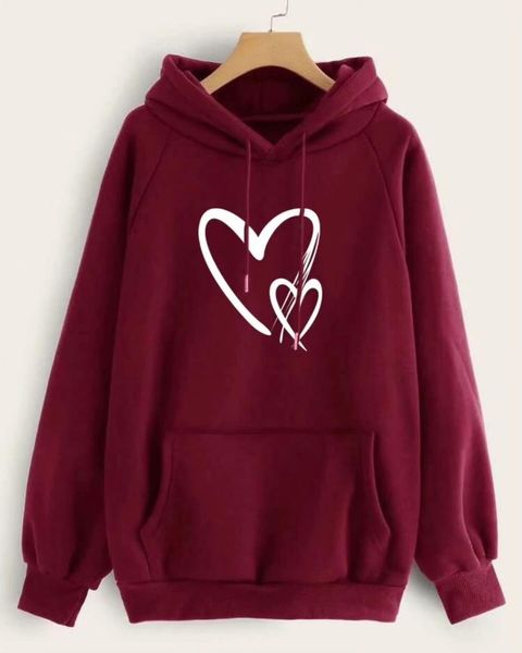 MAROON TWO HEARTS HOODIE 