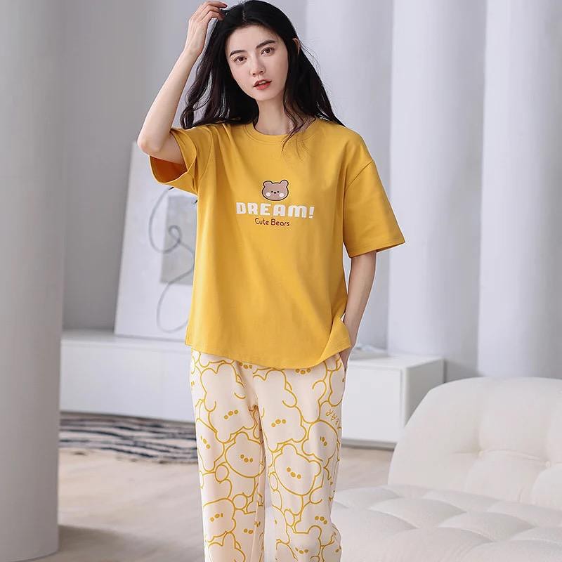 Yellow Dream Bear Shirt With Off White Bears Printed Trouser (KO-N)S-488