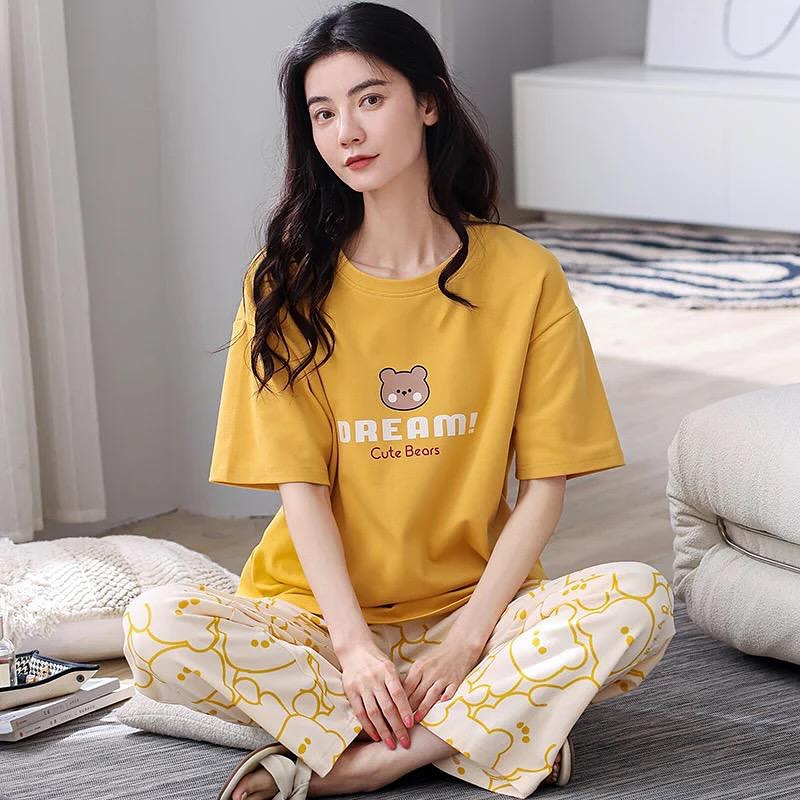 Yellow Dream Bear Shirt With Off White Bears Printed Trouser (KO-N)S-488