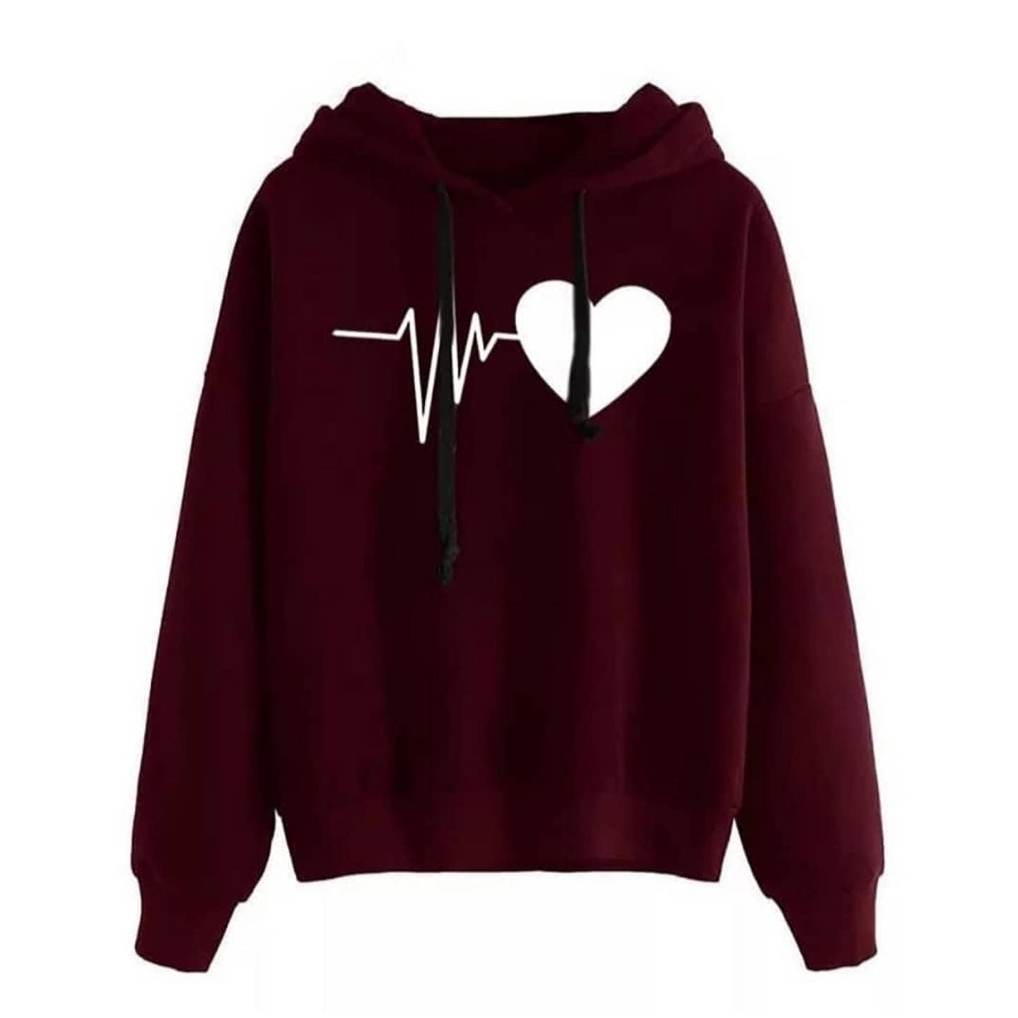 MAHROON HEART BEAT HOODIE