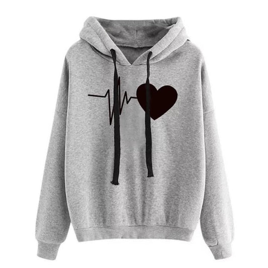 GREY HEART BEAT HOODIE