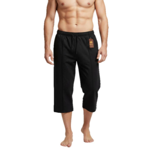 Black Front Stitch 3-Quarter Short( Black,)