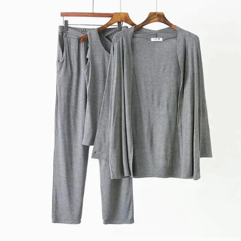 Hezel Grey 3 Piece Night suit For Her