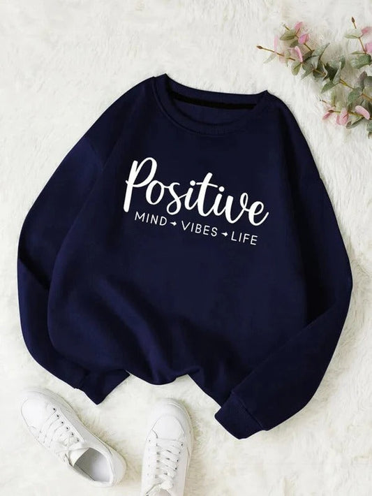 NAVY BLUE POSITIVE - VIBES - MIND - LIFE SWEAT SHIRT