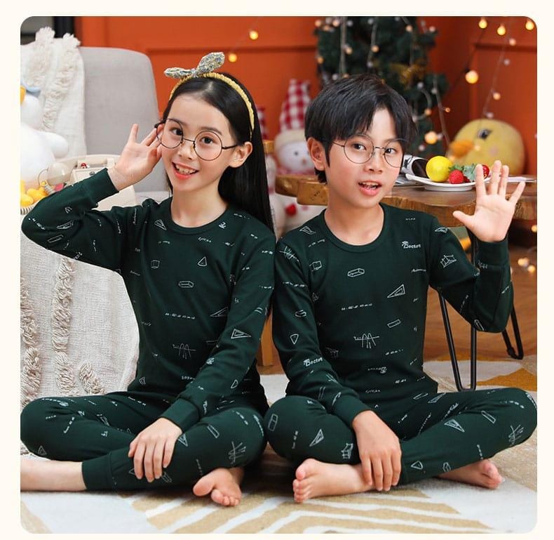 Baby Or Baba Dark Green Printed Full Sleeves T-shirt With Printed Pajama Night Suit for Kids (1 Pcs) (ZA-175)