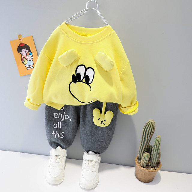 micky face printed full-sleeves sweatshirt and trouser in kids winter collection (ZA-M-71)