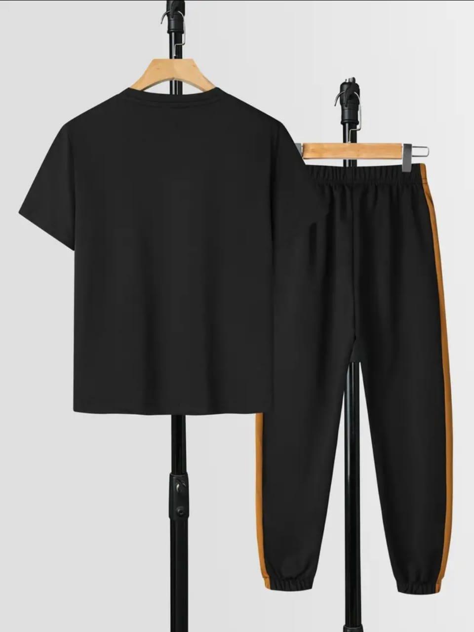 BLACK WITH BROWN TRACK SUIT