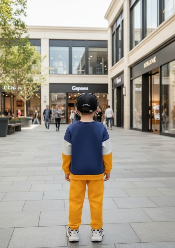 Yellow and Blue Happy DOG with yellow pajama Kids track suit