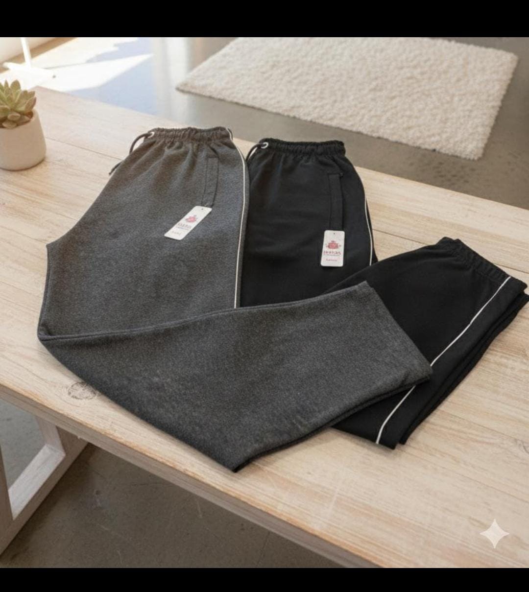 Pack of 2 Terry Fabric Trouser (black & charcoal gray )