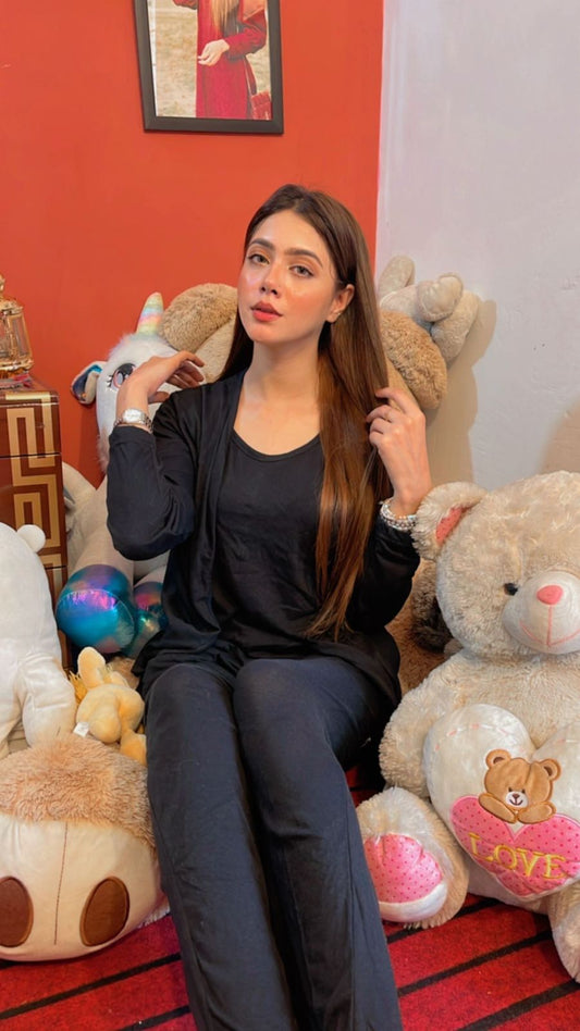 Black 3 Piece Night suit For Her