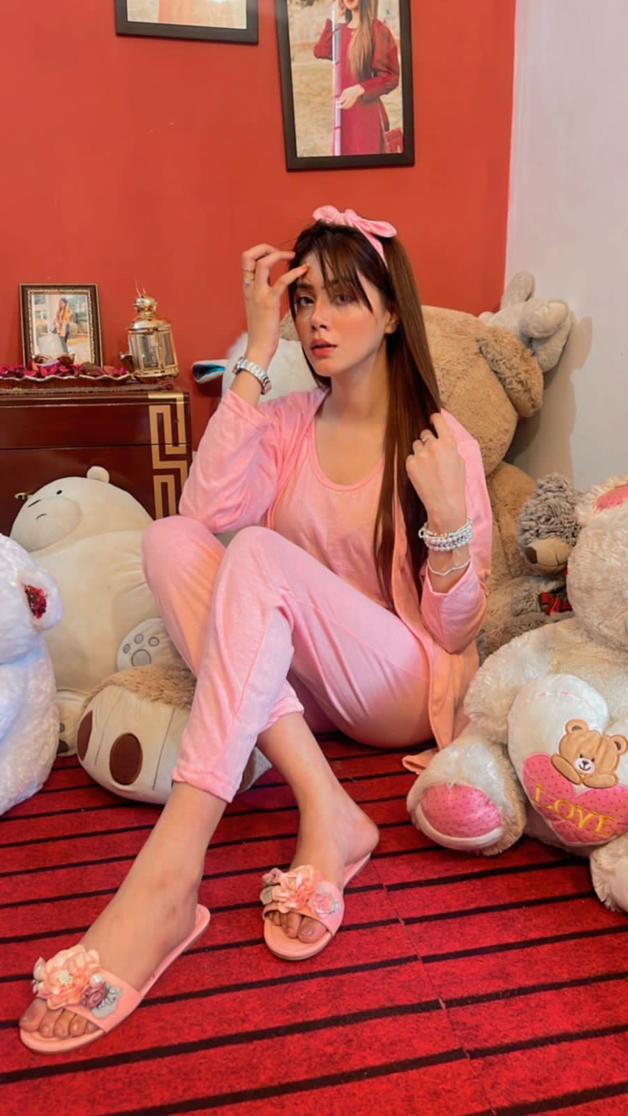 Baby Pink 3 Piece Night suit For Her