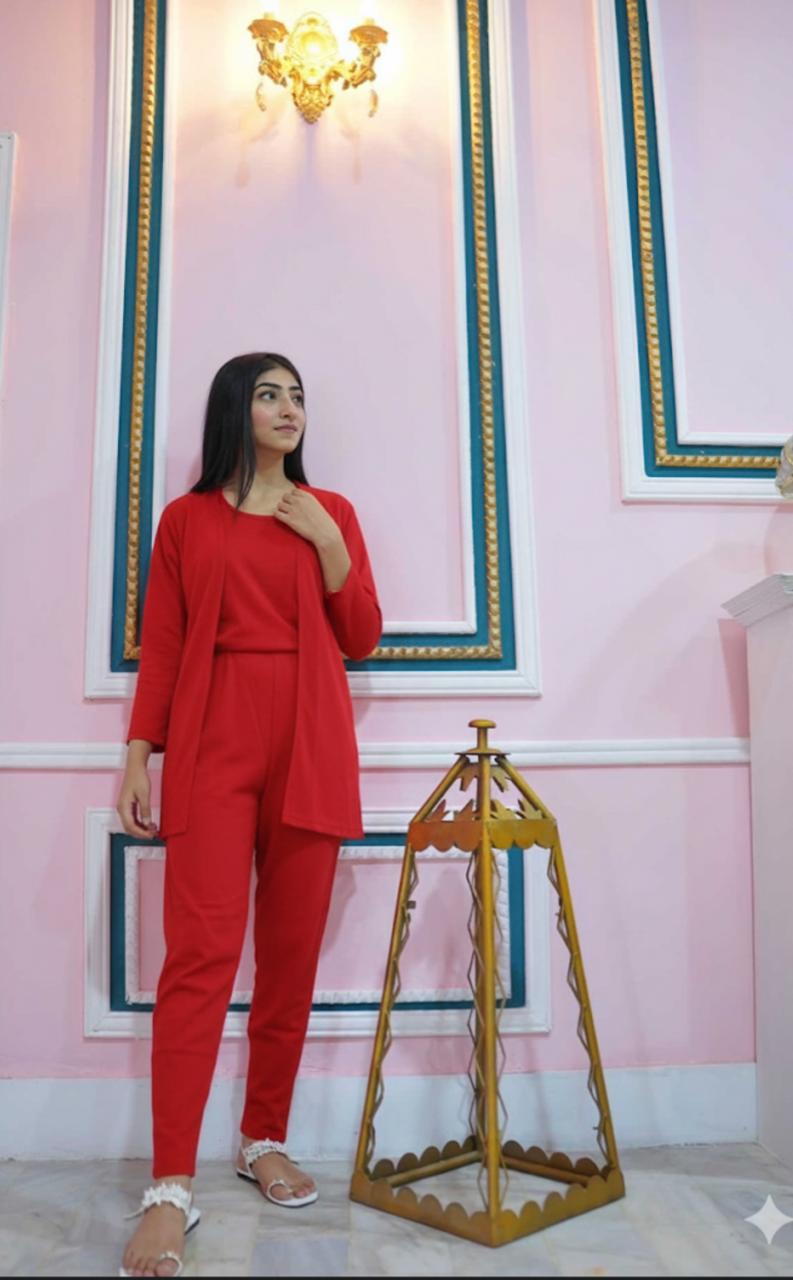 Red 3 Piece Night suit For Her