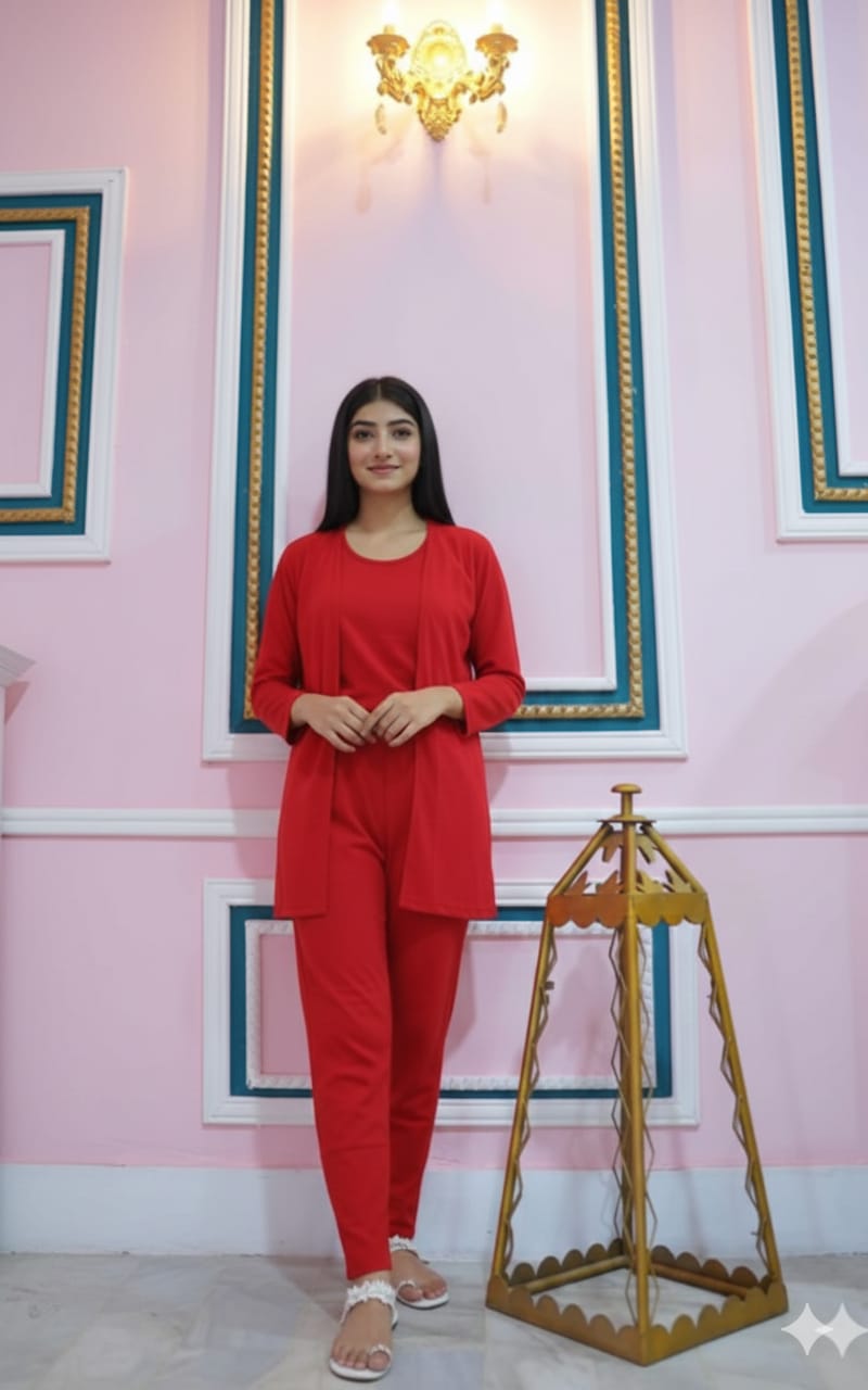 Red 3 Piece Night suit For Her