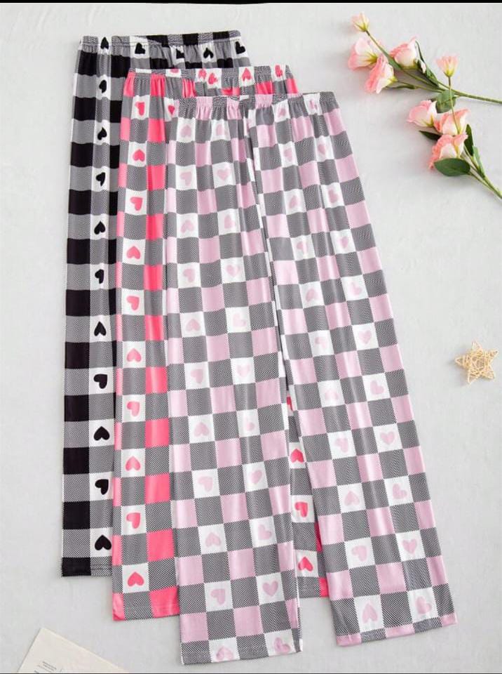 Pack of 3 Checkered Hearts Printed Plazo For Her