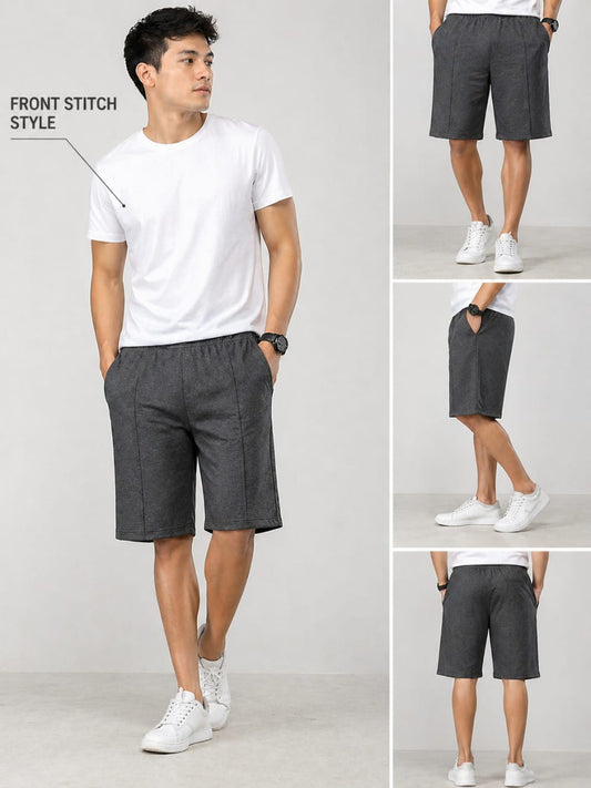 charcoal Grey Front Stitch Short