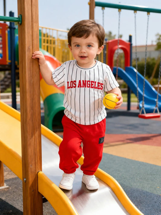 White Los Angeles Printed Kid Suit