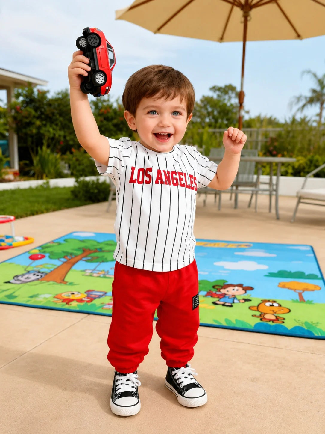 White Los Angeles Printed Kid Suit