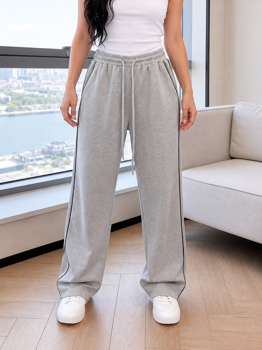 Hezel grey with Black pipen Terry Baggy Plazo for her