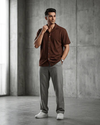 Brownish Texture Casual Shirt