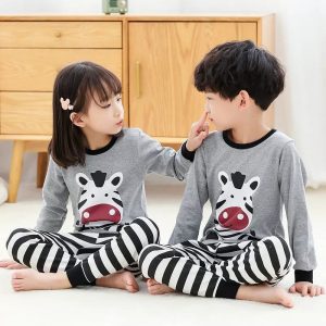 Baby or Baba Grey and Black Zebra Print Night Suit for Kids (1 Pcs) (ZA-114)