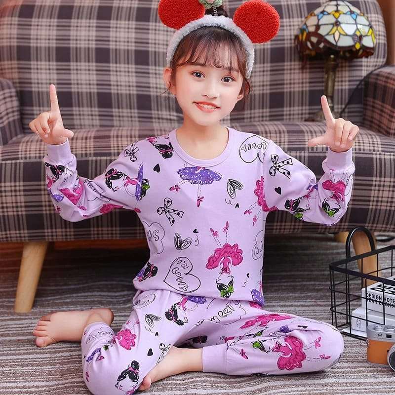 Purple I’m Lovly Barbie Printed Kids Night Suit (01 Pcs) (ZA-134)