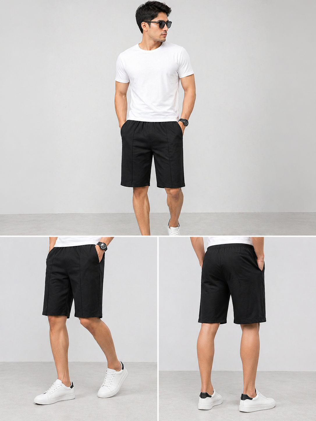 Black Front Stitch Short