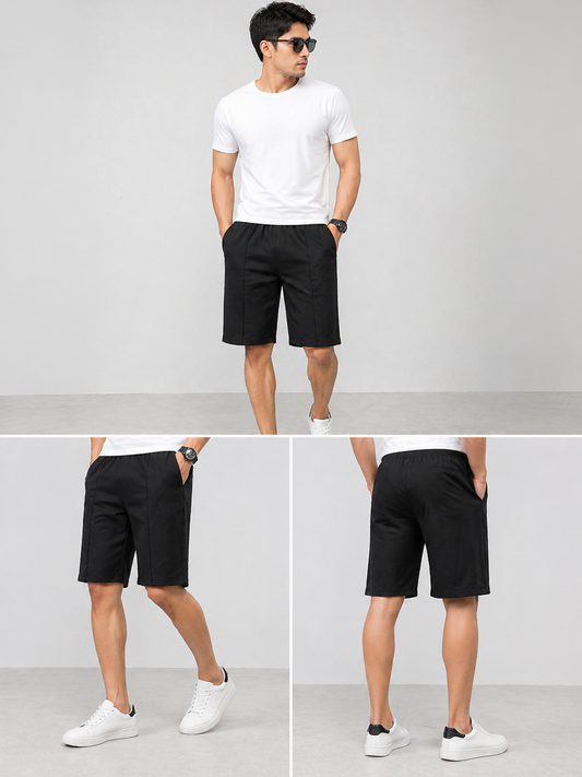 Black Front Stitch Short