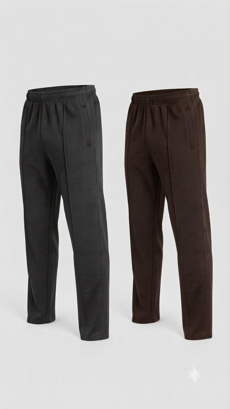 Pack of 2 Front Stitch Trousers ( Dark Grey, Brown )