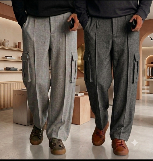 Pack of 2 Front Stitch Trousers cargostyle ( Grey, charcoal gray)