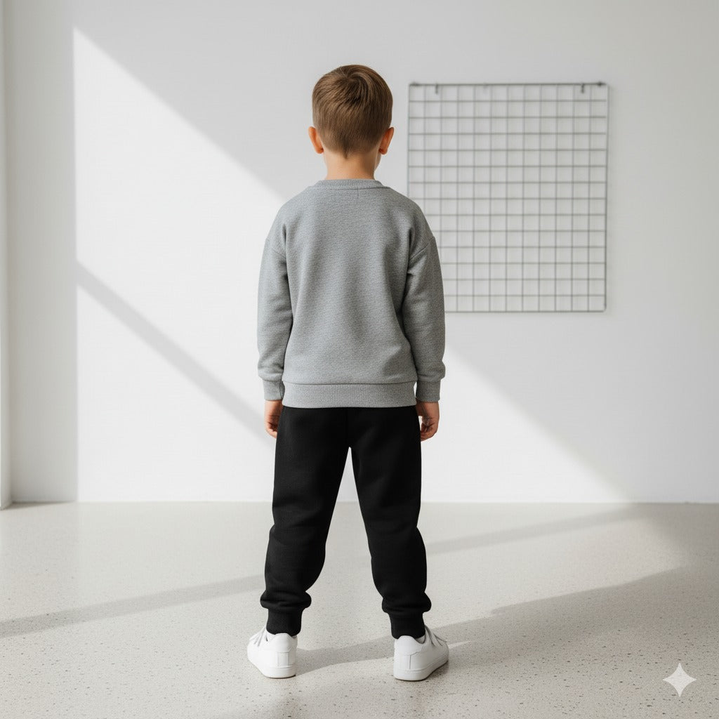 Grey Big Orange Dinosor with Black pajama Kids track suit