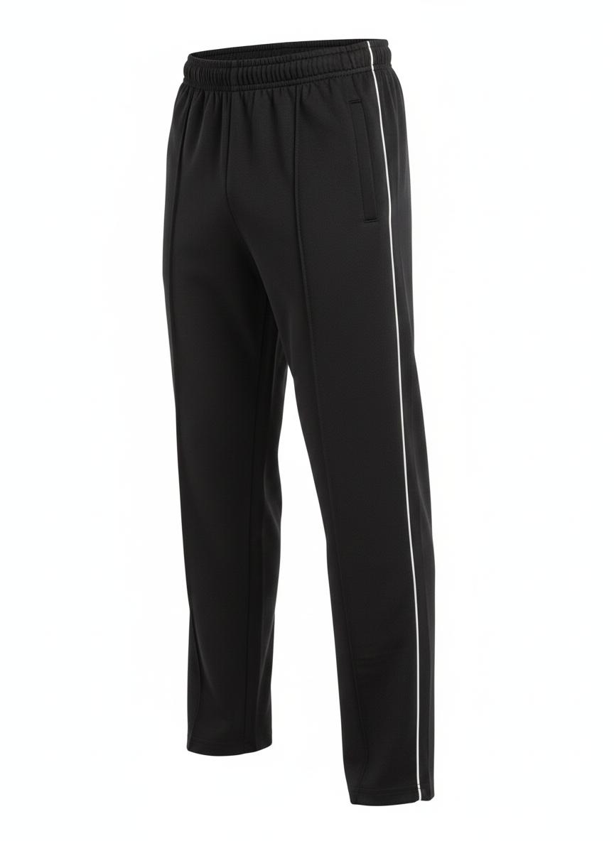 Black Front Stitch Trousers with White Piping