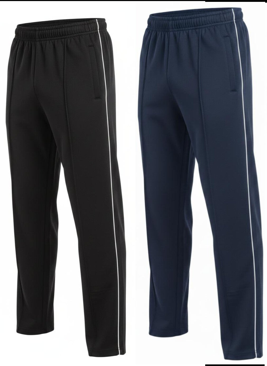 Pack of 2 Front Stitch Trousers with White Piping( Black,Navy blue)