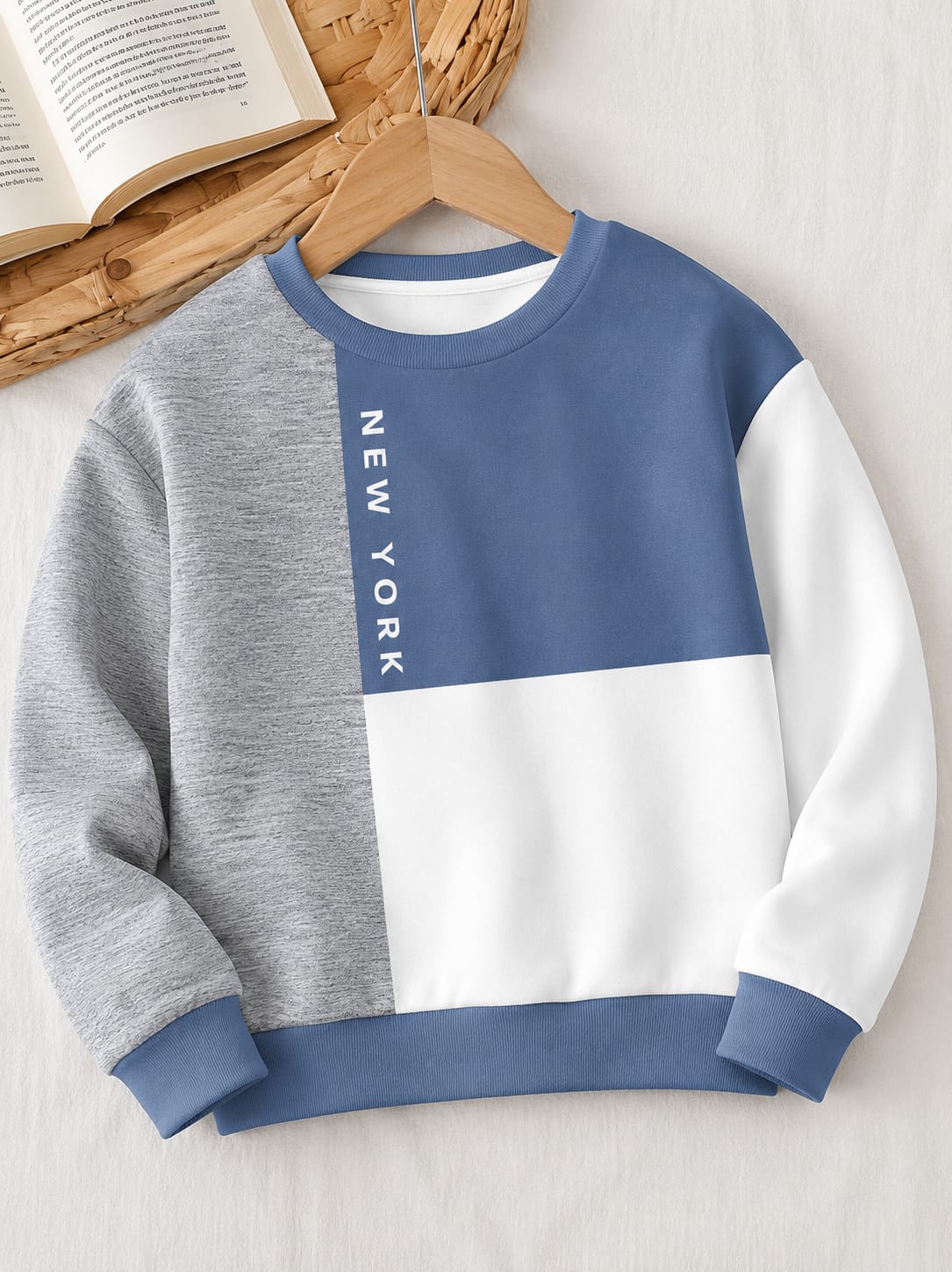 New Blue Grey White Panels Kids Track Suit