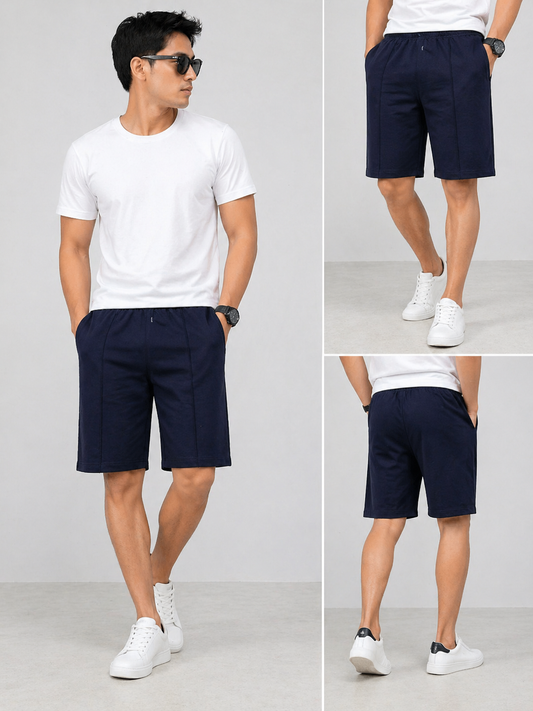 Navy blue Front Stitch  Short