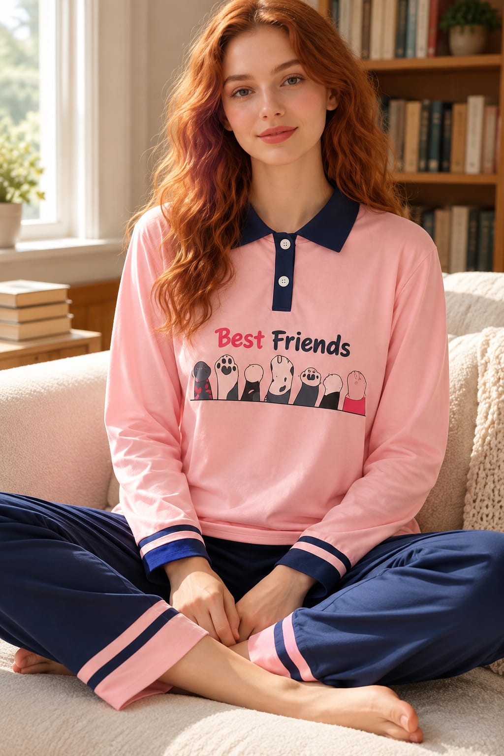 Pink And Blue Best Friend Polo Pj Set